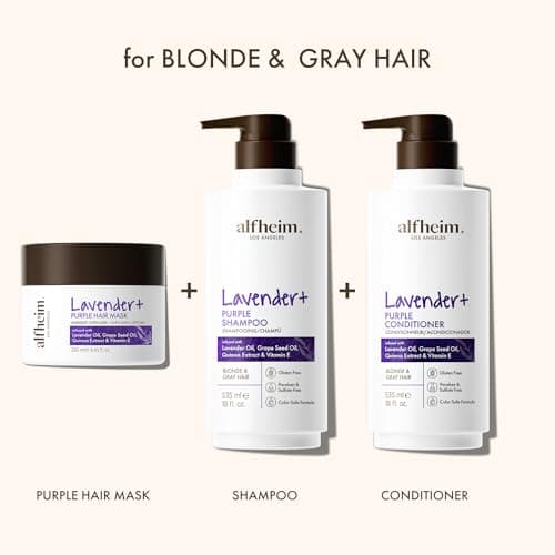 Lavender+ Hair Care Set | Purple Shampoo + Conditioner + Hair Mask for Blonde, Silver & Highlighted Hair | Anti-Brass, Deep Repair, Moisture Boost | Sulfate-Free, Color-Safe | Holiday Gift Set - Thumbnail 3