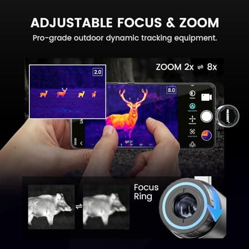 TNV30i Thermal Monocular for USB-C iPhone, iPad & Android, Night Vision Thermal Imaging Camera, 512×384 Super-Resolution 50Hz 20mK 1600-Yard Thermal Infrared Camera for Hunting, Building Detection - Thumbnail 4