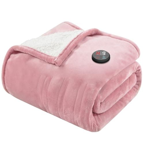 GOTCOZY Heated Blanket Electric Throw 50''X60''- Electric Throw Blanket with One Touch Button 10 Heating Level & 9 Time Settings Heating Blanket, Machine Washable (Rose) - Image 1