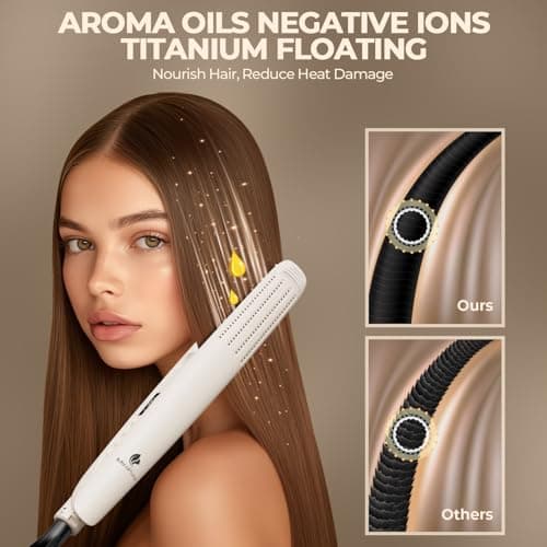 MiroPure Flat Iron Hair Straightener, Hair Straightener and Curler 2-in-1, 360° Airflow Styler with Cool Air for Curls, Titanium Ceramic Ionic, Hair Care Aroma,Auto Off, Dual Voltage for Travel - Thumbnail 3