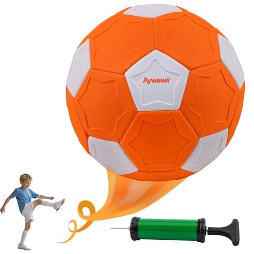 Outdoor Toys for Kids Size 4 Curve Soccer Ball for Ages 3-12, Soft Toddler Swerve Balls with Pump & Mesh Bag, Outside Indoor Sport Toy for Boy Girl Gift, Beginner Football for Yard Lawn Game Activity - Image 1