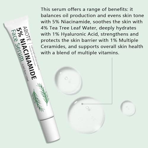 Travel Skincare 5% Niacinamide Serum with 4% Tea Tree Extracts | 1% Ceramide Complex | Deep Hydration | Regulates Sebum | Soothes Skin (3 Pack 0.507 fl.oz | 15ml) - Thumbnail 6