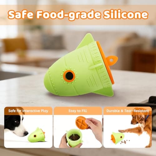 Dog Treat Toys for Medium Dogs & Small Dogs, Silicone Dog Toy Treat Dispenser Slow Feeder, Dog Interactive Toys for Boredom, Dog Enrichment Toys to Keep Them Busy, Interactive Dog Toy 1 Pack (Green) - Thumbnail 4