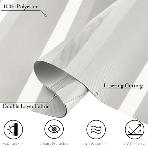 GHV Cordless Zebra Blinds for Windows Free-Stop Shades Light Filtering Dual Layer Light Control for Day and Night (Gray, 28 in (W) x 64 in (H)) - Thumbnail 2