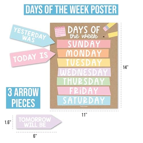 Hadley Designs Classroom Calendar Set Bulletin Board Decorations - Kraft School Calendar for Classroom Decor, Kindergarten Preschool Elementary Teacher Must Haves, Homeschool & Daycare Essentials - Thumbnail 3
