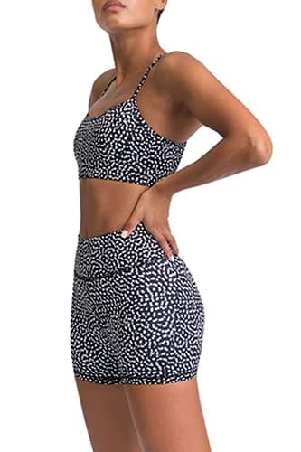 Womens Polka Dot Workout Set Two Piece Yoga Sets Padded Tank Tops and High Waisted Biker Shorts S - Thumbnail 3