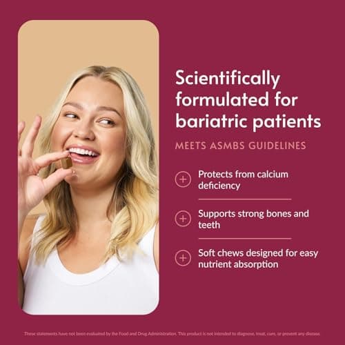 Bariatric Advantage Calcium Citrate Chewy Bites 500 mg - Highly Absorbable & Digestible - Vitamin D3 - Easily Chewable Calcium Supplement - Peanut Butter Chocolate - 90 Count - Thumbnail 2