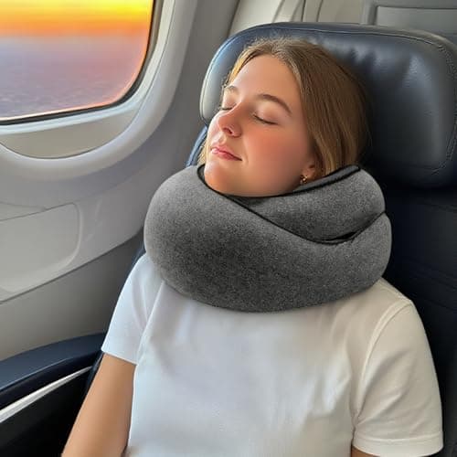 BAKLUCK Travel Pillow for Airplane Portable Memory Foam Neck Pillows Adjustable for Car Home Office Flights Travel Essentials Accessories 360° Neck Support with Compact Case, Dark Gray - Thumbnail 6