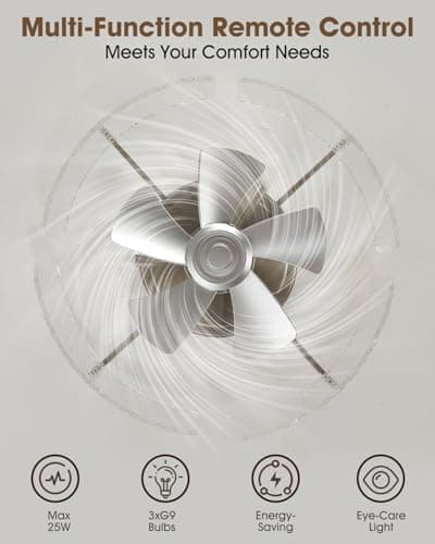 CalorHoga 20" Low Profile Caged Ceiling Fan with Light, Modern Flush Mount Ceiling Fans with Remote, Silver Fandelier Ceiling Fan with Reversible DC Motor, Small Ceiling Fans for Bedroom Living Room - Thumbnail 3