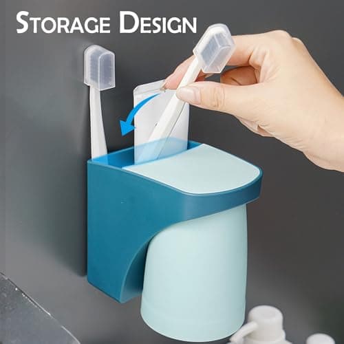 2 in 1 Magnetic Cup Toothbrush Holder for Bathroom,Wall Mounted Drill-Free Electric Toothbrushes Storage Organizer Space Saving, for Waterpik Oral-B, Family Father Mother and Son/Daughter (Rosepink) - Thumbnail 6