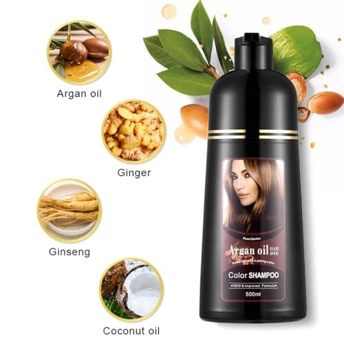 Dark Brown Hair Dye Shampoo 3 in 1, Covers Gray in Minutes, with Argan Oil, Long Lasting Color, Easy At-Home Use for Women & Men, 100% Gray Coverage, Gentle Herbal Formula, Natural color shampoo - Thumbnail 4