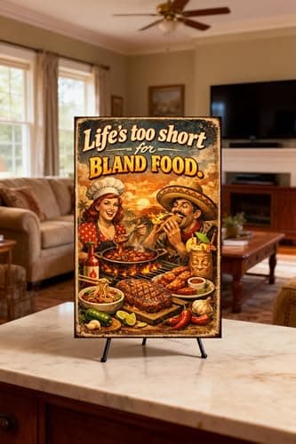 Life’s Too Short For Bland Food Vintage Tin Sign Spicy Kitchen Wall Decor Metal Plaque Retro Cooking Art Hot Sauce Grill Restaurant Cafe 8x12 Inch Pre Drilled Holes - Thumbnail 3
