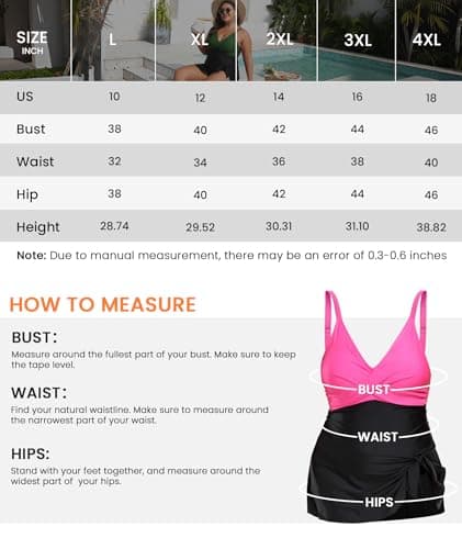 Women Plus Size Swim Dress Tummy Control One Piece Swimsuit Cute Tie Knot - Thumbnail 5