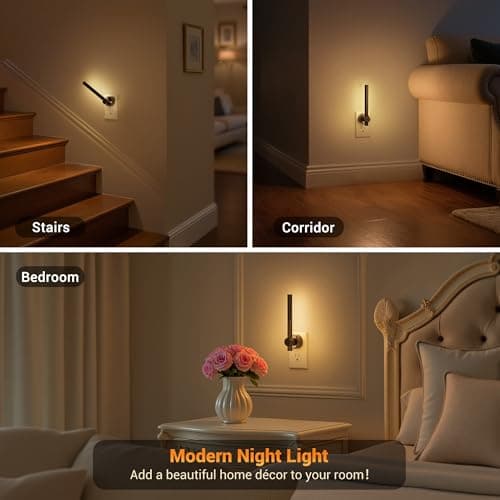 JandCase LED Night Light, Modern Night Lights Plug into Wall with Dusk to Dawn Sensor, 330° Rotatable Plug, Dimmable Night Light for Bedroom, Bathroom, Vanity, Hallway, 2 Pack - Thumbnail 6