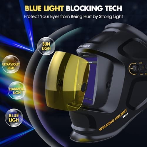 Auto Darkening Welding Helmet Large View 3.94" x 3.66", True Color Welding Hood Optical Clarity, 4 Arc Sensor Solar/Battery Powered, Wide Shade 3.5/5-9/9-13 Welder Mask for TIG MIG ARC Cut Grind - Thumbnail 3