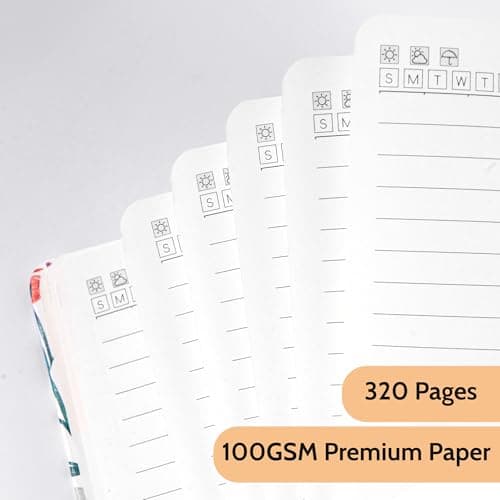 CAGIE Floral Lined Journal for Women – A5 Hardcover Leather Journal Notebook with 320 Pages, 100GSM Paper, College Ruled Notebook, Journaling Notebooks for Writing, Daily Notes - Thumbnail 3