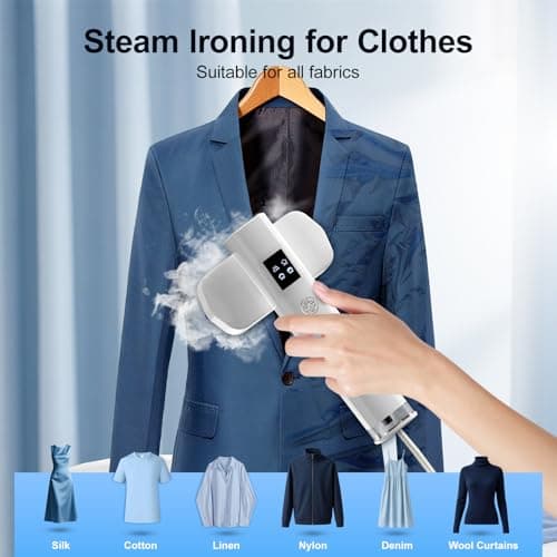 Steamer for Clothes, Handheld and Portable with 15-Second Heat-Up, 2-in-1 Steamer & Iron with Smart Touch Operation and 4 Modes, Suitable for All Fabrics, Ideal for Home & Travel-Pearl White - Thumbnail 4