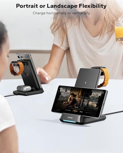 KPON 3 in 1 Charging Station for Samsung, Wireless Charger for Thick Cases, Foldable Phone and Watch Charger Stand for Galaxy S26/S25/S25 Ultra/S24/Z Fold/Android Devices, Galaxy Watch and Earbuds - Thumbnail 6