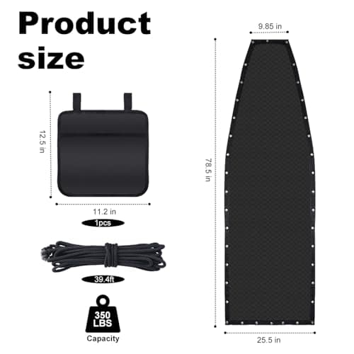 Hanging Lounge Chair Replacement Mesh with Rope Kits Heavy-Duty Waterproof Replacement Mesh for Curved Hanging Lounge Chaise Patio Chairs with Storage Bag, Black, 350 Lbs Capacity - Thumbnail 2
