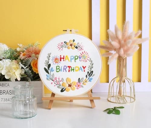 Mozzyyee 3 Sets Embroidery Starter Kit for Beginners Adults Include 3 Embroidery Clothes with Instructions Hoops Floss Thread Fabric Needles (Birthday) - Thumbnail 5