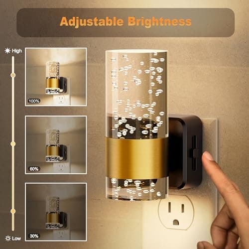 JandCase Night Light, Night Lights Plug into Wall,2 Pack 3000K Dimmable LED Night Light with Adjustable Brightness, Automatic Night Lights Plug in with Auto Light Sensor, for Bathroom Hallway Decor - Thumbnail 2