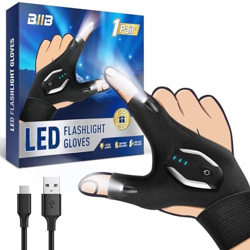 BIIB Fathers Day Mens Gifts for Husband Dad Rechargeable Flashlight Gloves, Birthday Gifts for Men Dad Grandpa, Fathers Day Gift from Daughter Son Wife, Cool Gadgets Camping Fishing Essentials - Image 1