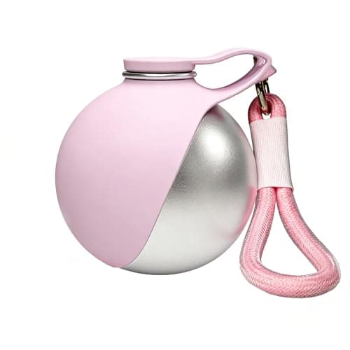 Portable Dog Water Bottle with Foldable Drinking Bowl, Stainless Steel Interior, Leak-Resistant Travel Pet Water Dispenser for Walking, Hiking, Camping and Outdoor Use (Pink)