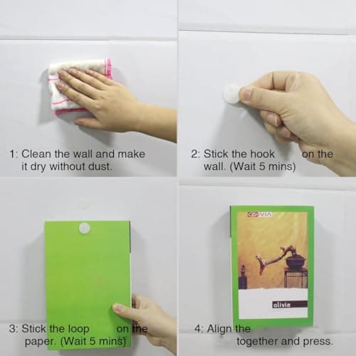 Hompie 400pcs (200 Pair Sets) 15mm Diameter Sticky Back Hook, Self Adhesive Dots Loop Tapes for DIY Crafts Office Classroom (White) - Thumbnail 5