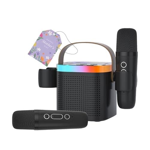 DRSYXCS Portable Karaoke Machine with 2 Wireless Microphones Bluetooth Speaker with Led Lights 5 Sound Mode, Home Party Toy for Kids, Teens & Adults,Ideal Halloween & Birthday Gift for Ages 3-12 - Image 1