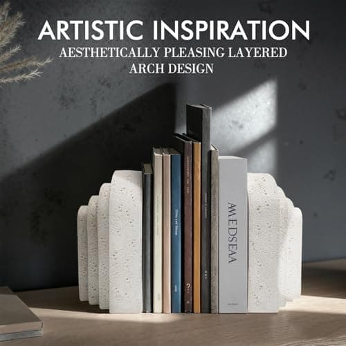 Modern Decorative Bookends for Shelves – Heavy Duty Book Ends, Stylish Bookshelf Decor, Minimalist Home Office Organizer, Functional Book Holders (Set of 2) - Thumbnail 2