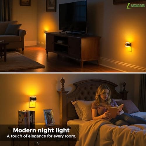 L LOHAS LED Night Light, Bubble Night Lights Plug into Wall, Acrylic Night Lights with Dusk-to-Dawn Sensor,Dimmable Amber Pulg in Nightlights for Rooms Bathroom Hallway - Thumbnail 5