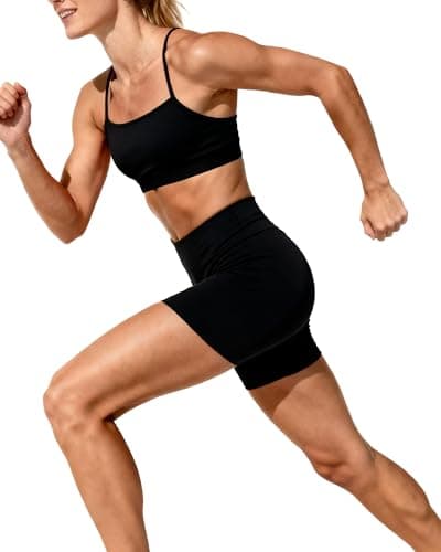 MXYMXY Women's 6" High Waisted Workout Gym Biker Shorts Butt Lifting Black - Thumbnail 5