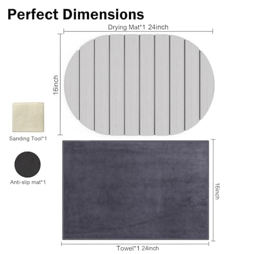 Stone Dish Drying Mat for Kitchen Counter,24"(L)×16"(W) Collapsible Fast-Drying Diatomaceous Earth Mats with Towel Sanding Tool,Versatile Stone Drying Mats for Cups Dishes Bottles - Thumbnail 4