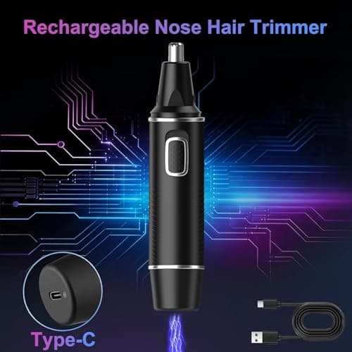 AREYZIN Nose Hair Trimmer for Men,Rechargeable Ear and Nose Trimmer,2026 Professional 2 in 1 Painless Eyebrow & Facial Hair Trimmer with IPX7 Waterproof Dual Edge Blades (Black) - Thumbnail 4