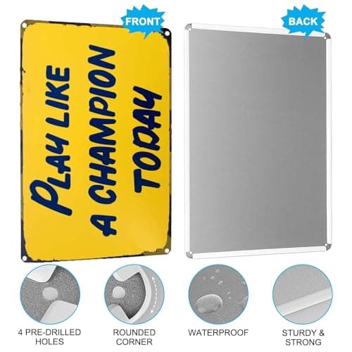 Carastora Vintage Metal Tin Sign Funny Sarcastic Party Wall Art Decor Signs Play Like A Champion Today Tin Metal Tin Sign Tin Plate Sign Wall Art Decor Tin Sign For Bar Restaurant Cafe Man Cave Pub - Thumbnail 5