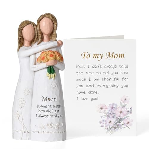 Ocosy Hand-Painted Mom Daughter Resin Figurine, Statue, Gift for Mom from Daughter, Decorative Sculpture,Champagne Rose