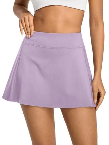 AFFOLE Women's Tennis Golf Skirts High Waisted with Pockets Inner Shorts for Athletic Skorts Sports Running Pickleball Purple