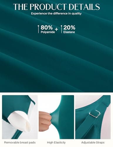 Hanna Nikole V-Shaped Steel Ring Tankini Top Tummy Control, Inner Mesh Bottom Tankini Tops for Women Swimwear Blue-Green S - Thumbnail 5