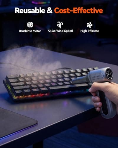 WOLFBOX MF70 Compressed Air Duster-110000 RPM Electric Air Duster with Extended Runtime, 3-Speed Rechargeable Air Blower for Keyboard, Computer, Camera, Car, Home, 5 Nozzles - Thumbnail 4