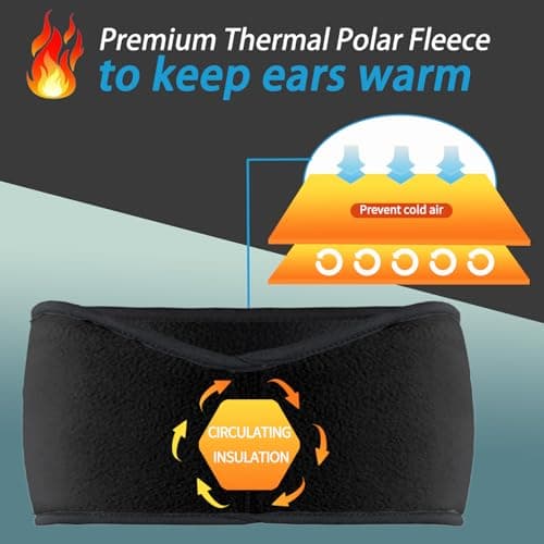 Renil Ear Warmers for Men and Women & Ear Warmers for Cold Weather Headband (Black, One Size) - Thumbnail 3