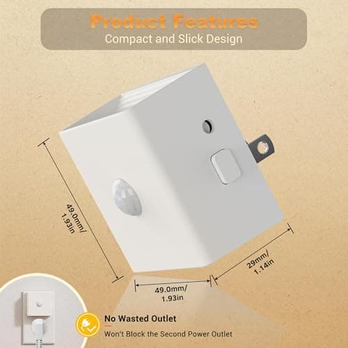 JandCase Motion Sensor Night Light, Night Lights Plug into Wall with Adjustable Brightness, Motion Activated Night Light, 3000K Warm White, for Kids Bathroom Hallway Kitchen Bedroom - Thumbnail 6