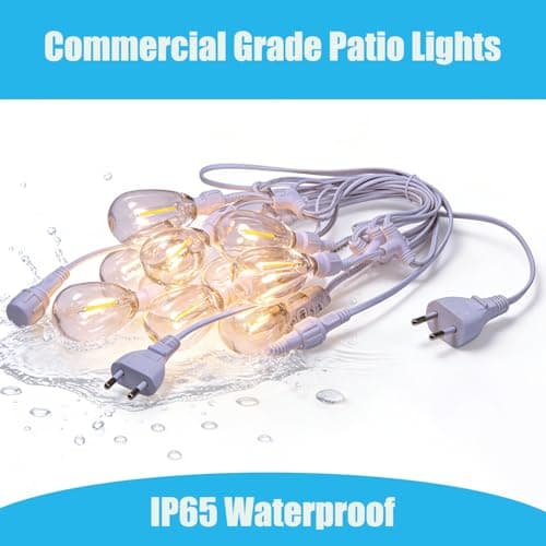 ATHSOOBZ 48FT LED Outdoor String Lights with 15 Edison Shatterproof Bulbs, Weatherproof Strand, Commercial Grade Patio Lights, Decorative for Garden or Patio, Warm White - Thumbnail 3
