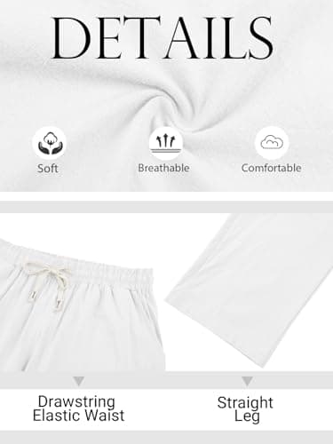 TRFIC Men's Linen Pants Casual Beach Summer Pant Elastic Waist Drawstring Lightweight Trousers - Thumbnail 6