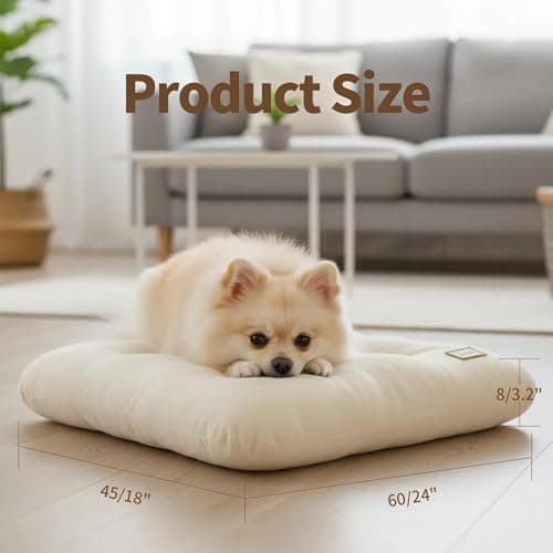 Lumicedar Washable Dog Bed Ultra Soft Plush Dog Crate Mat, Dog Bed for Crate, 3.2" Thick Dog Bed Mat, Kennel Pad for Small and Medium Dogs, Beige (Beige, 24" L x 18" W x 3.2" Th) - Thumbnail 3