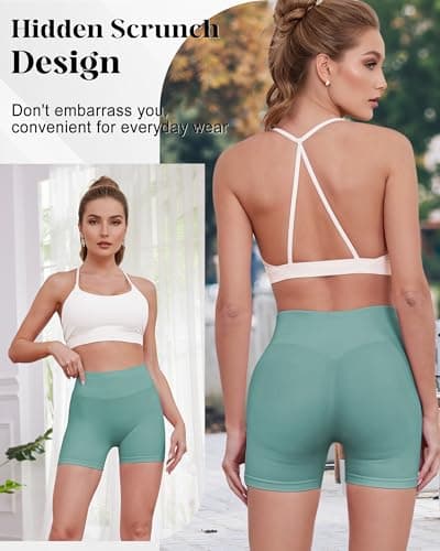 Sorfneo Women's Workout Impact Shorts 3.6" /4.5" Scrunch Butt Lifting Gym Shorts Yoga Running Biker Green - Thumbnail 6