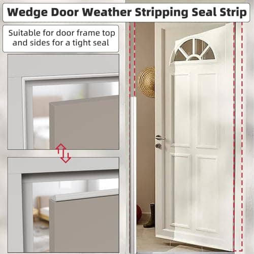 16.4 Ft Weather Stripping Seal Strip for Doors/Windows,Soundproofing Window Insulation Draft Stopper for Winter, Selfadhesive Foam Weather Strip for Door Frame,Door Gap Filler Noise Blocker(White) - Thumbnail 5