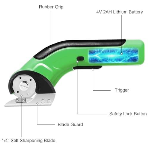 PHALANX 4V Cordless Electric Scissors – High-Speed Cutting for Unboxing & Leather Craft, 2000mAh Self-Sharpening Tool for DIYers - Thumbnail 3