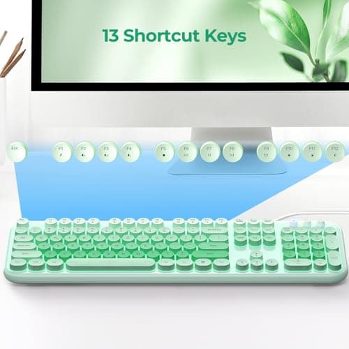 Atelus Wired Backlit Keyboard, Full Size USB Keyboard with Colorful Retro Keycaps, Numeric Keypad and Media Hotkey for Computer Desktop PC Laptop and Windows 7 8 10 11 - Thumbnail 6