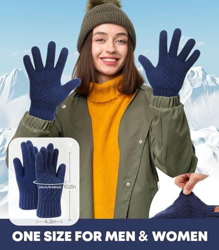 CHENMEI Winter Gloves for Men Women-Warm TouchScreen Cold Weather Gloves,Wool Knit Thermal Adults Gloves for Driving Texting - Thumbnail 5