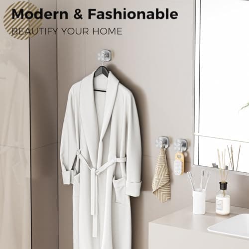 IMUMU Towel Hooks for Bathroom,Wall Mounted Towel Holder,Heavy Duty Stainless Steel Robe Hooks for Bathroom/Kitchen/Office(4-Pack,Silver) - Thumbnail 2